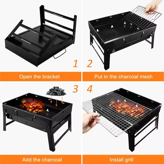 Outdoor Portable Carbon Barbecue Stove for Picnic Garden Party Cooking Terrace Camping Travel Foldable Mini BBQ Grill