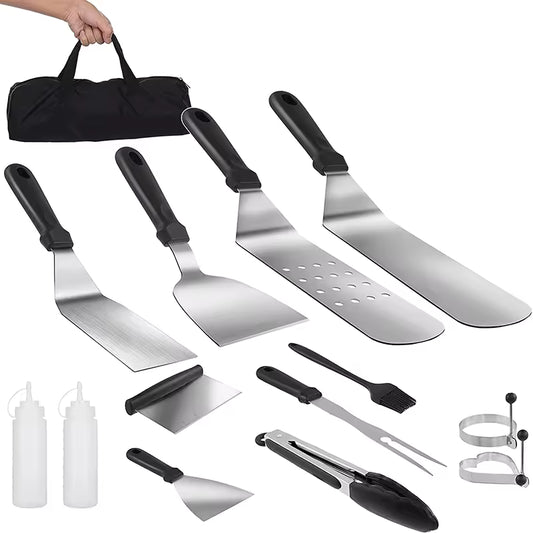 Grilling Griddle Accessories Kit 12 Pcs Flat Top Grill Accessories Set BBQ Grill Tools Set With Carry Bag