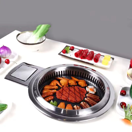 Smokeless Korean Charcoal BBQ Grill Restaurant Baking Ovens Stove Table Barbecue Indoor BBQ Grill