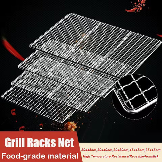 New Iron Wire Grill Racks Reusable Nonstick Grill Net Square Cooking Net Tool