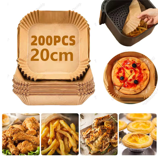 400-50Pcs Air fryer Baking Paper Disposable Non-Stick Oil-proof Parchment Mat for Microwave Cooking Oven Pan Pad Sheet BBQ Roast