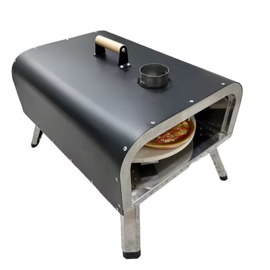 16-Inch Outdoor Dual Fuel Pizza Oven Propane Wood Fired Stainless Steel Gas Burner Thermometer Camping BBQ Grills Galvanized