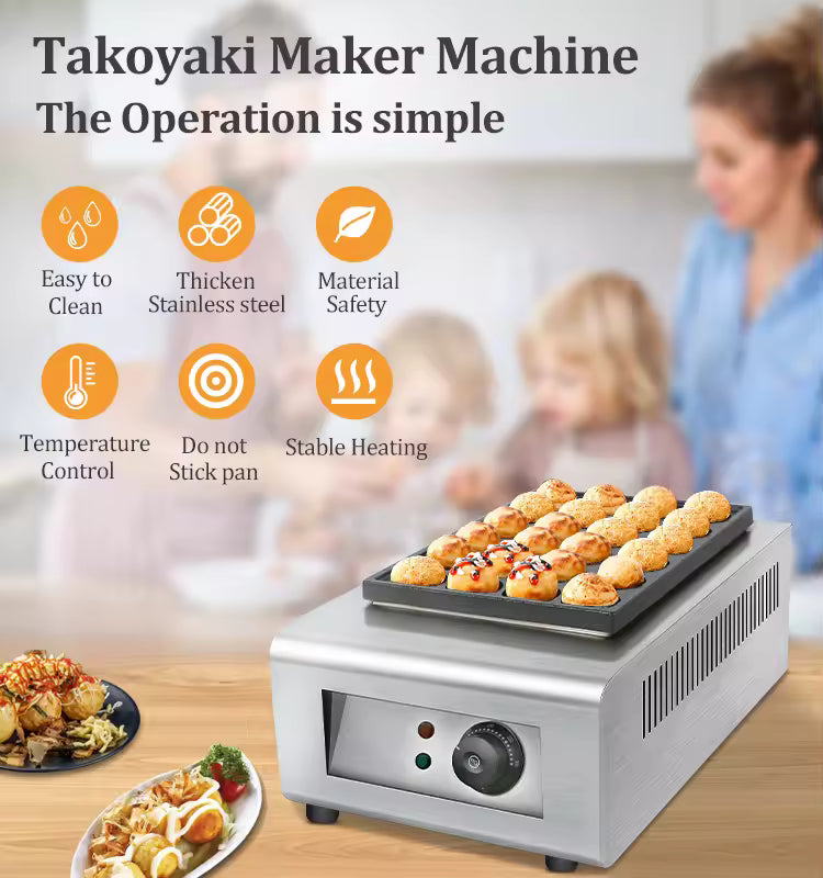 Commercial Big Power Electric Takoyaki Ball Grill Machine 3 Plates Fishball Oven Grill