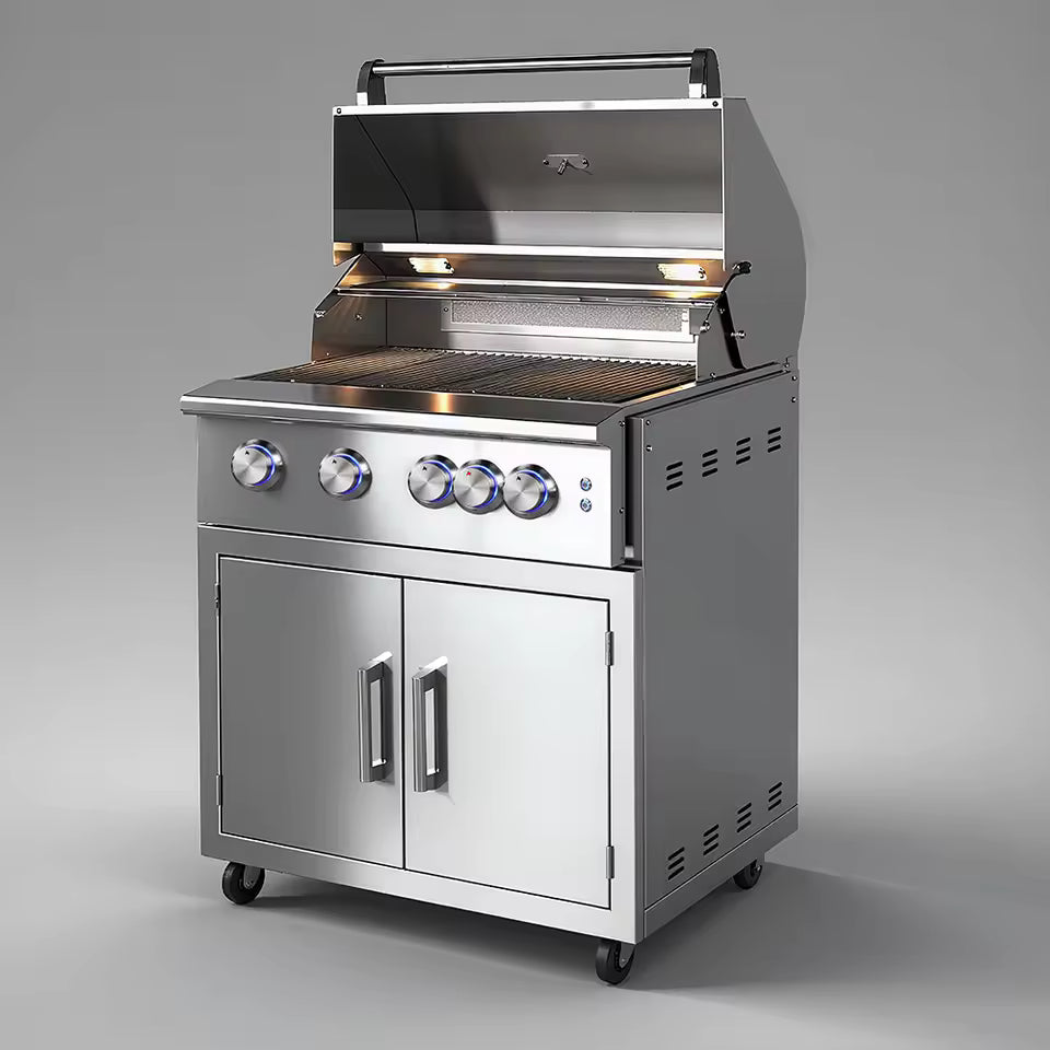 Premium Luxury Built-in Built in 304 Stainless Steel Outdoor Kitchen House Courtyard Garden Party Gas LPG NG BBQ 4 Burners Grill