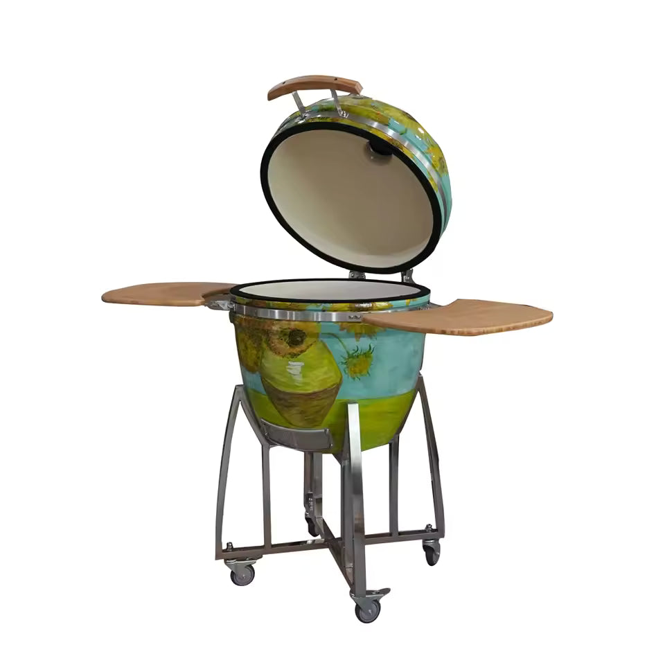 Auplex Komodo Smoke, Grill, Roast or Bake 23 Inch Extra Large Outdoor Kitchen Charcoal Barbecue Grill Kamado