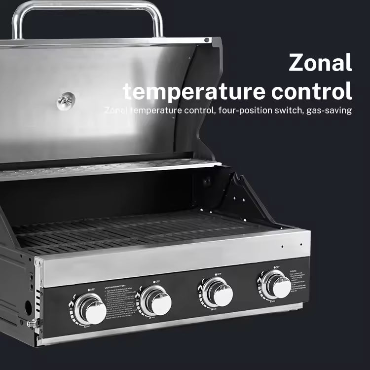 Stainless Steel Gas Barbecue Grill Party Built-in Countertop Barbecue Cast Burning Bbq Grill
