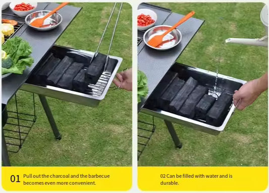 Outdoor Stainless Steel Folding Barbecue Grill New Thickened Charcoal for Camping Travel Bbq Grill