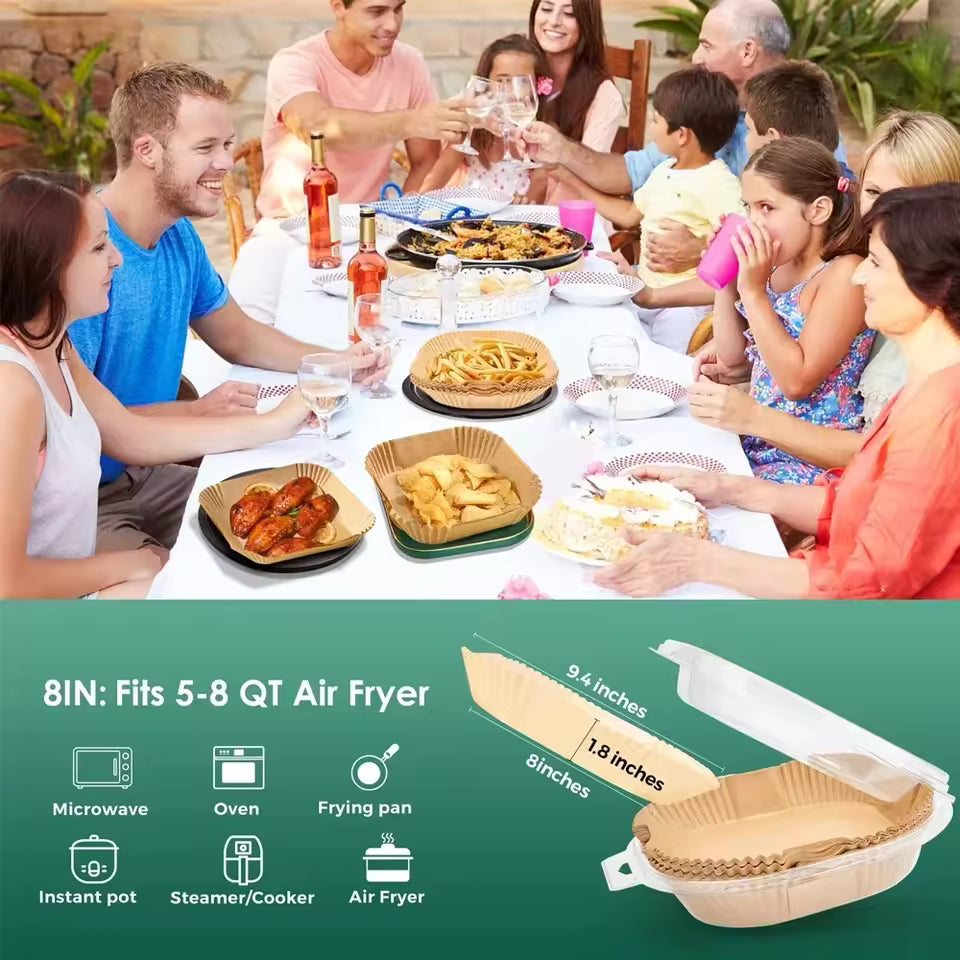 400-50Pcs Air fryer Baking Paper Disposable Non-Stick Oil-proof Parchment Mat for Microwave Cooking Oven Pan Pad Sheet BBQ Roast