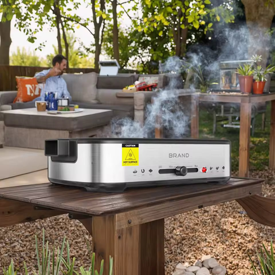 Electric Smokeless Grill Restaurant Quality with Non-Stick Coating and Detachable Plate BBQ Grill Design