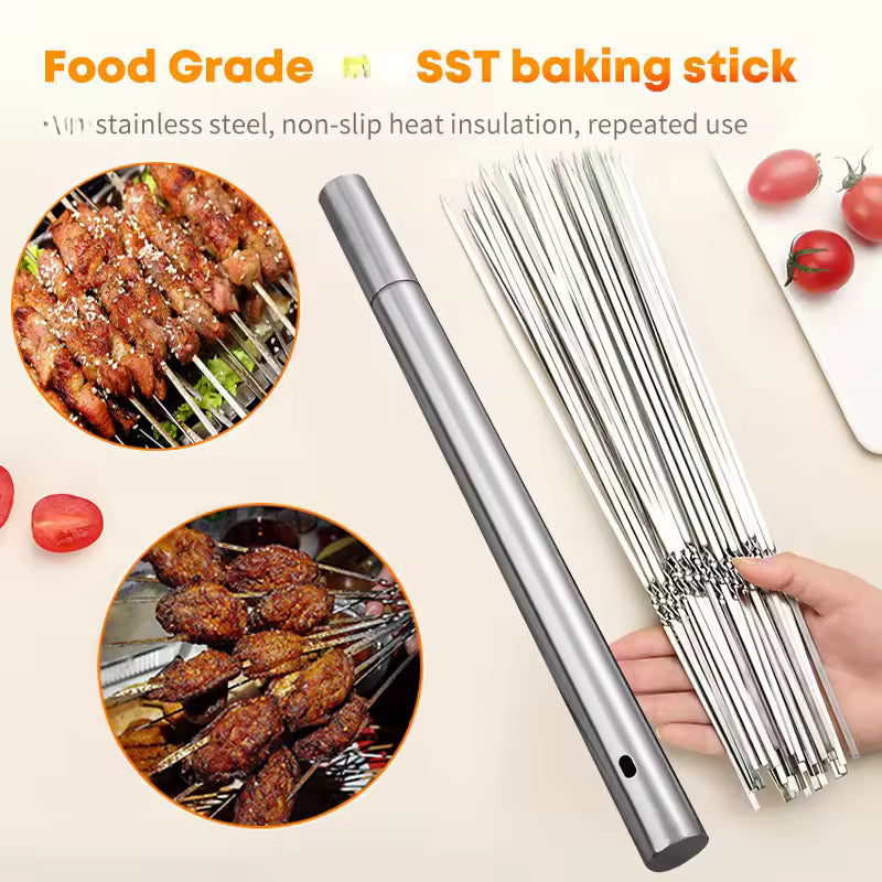 10/20Pcs Stainless Steel Barbecue Skewer Reusable BBQ Skewers Kebab Iron Stick For Outdoor Camping Picnic Tools Cooking Tools