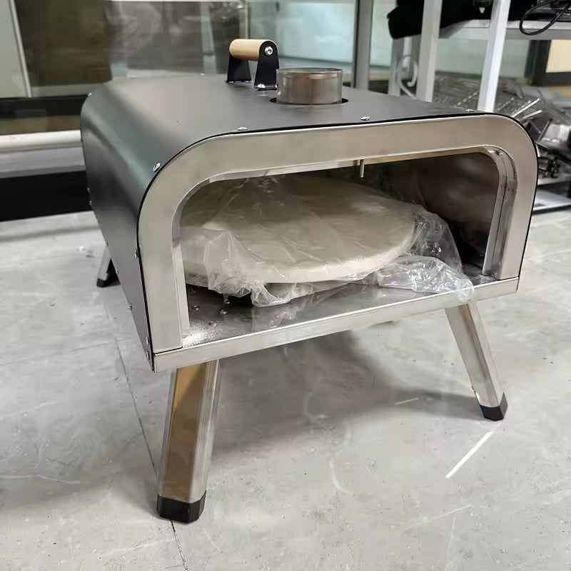 16-Inch Outdoor Dual Fuel Pizza Oven Propane Wood Fired Stainless Steel Gas Burner Thermometer Camping BBQ Grills Galvanized