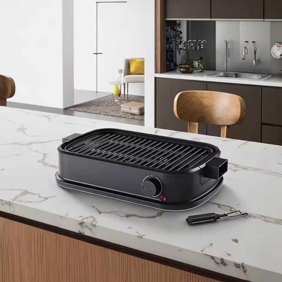 Best Price Smokeless Electric BBQ Grill for Home Kitchen Height Adjustable Indoor Grill Pan with US Plug for Use