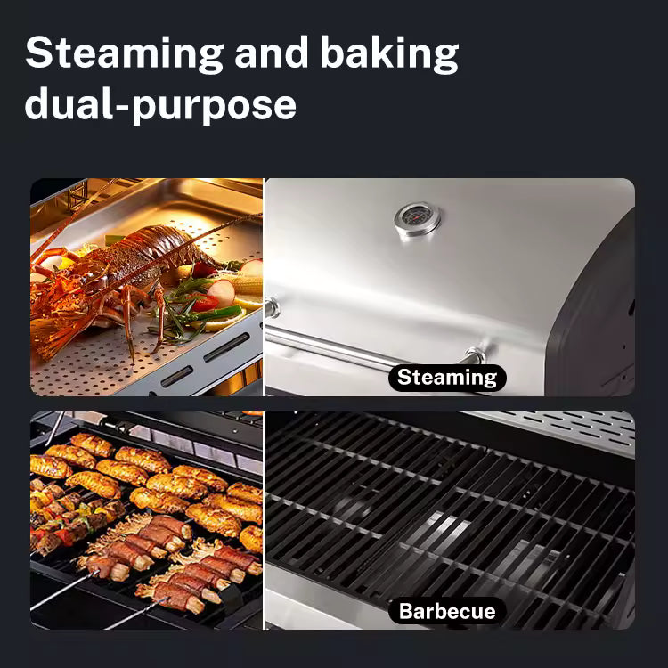 Stainless Steel Gas Barbecue Grill Party Built-in Countertop Barbecue Cast Burning Bbq Grill