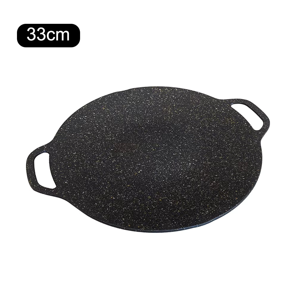 Grilling Pan Non-stick Oil Frying Baking Pan Multi-purpose Round for Outdoor Camping Kitchen Bakeware Household Tools
