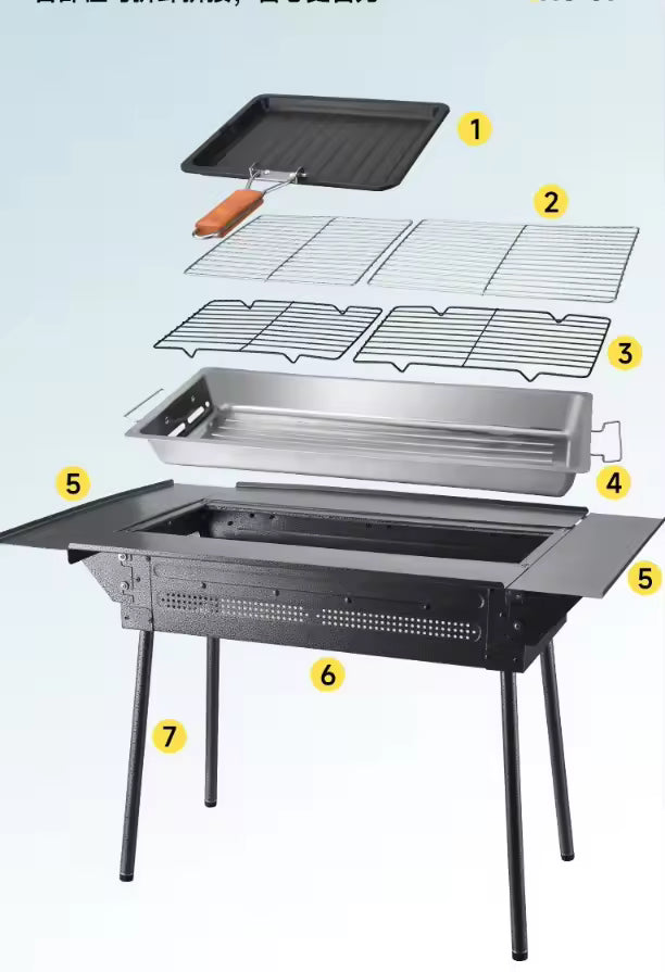 Outdoor Stainless Steel Folding Barbecue Grill New Thickened Charcoal for Camping Travel Bbq Grill