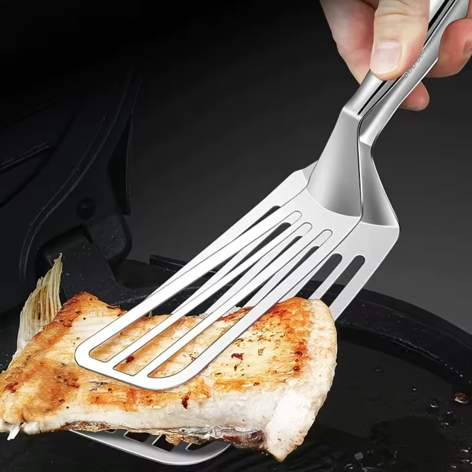 1pc, Multifunctional Stainless Steel Serving Tongs for Buffet, Fish Frying, Bread, Steak, Salad, and Dessert - Kitchen
