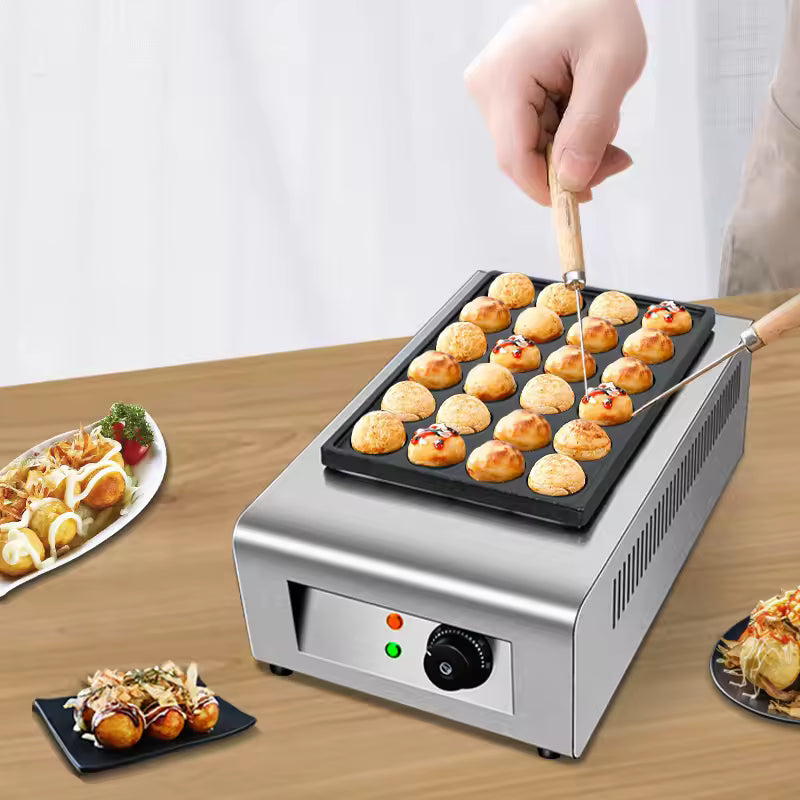 Commercial Big Power Electric Takoyaki Ball Grill Machine 3 Plates Fishball Oven Grill