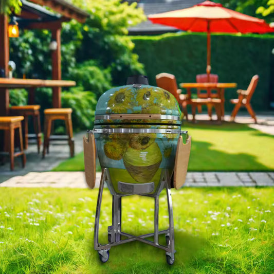 Auplex Komodo Smoke, Grill, Roast or Bake 23 Inch Extra Large Outdoor Kitchen Charcoal Barbecue Grill Kamado
