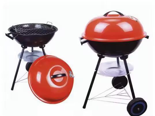 Outdoor BBQ Grill With Red Pot Lid Shaped Barbecue Charcoal Grills