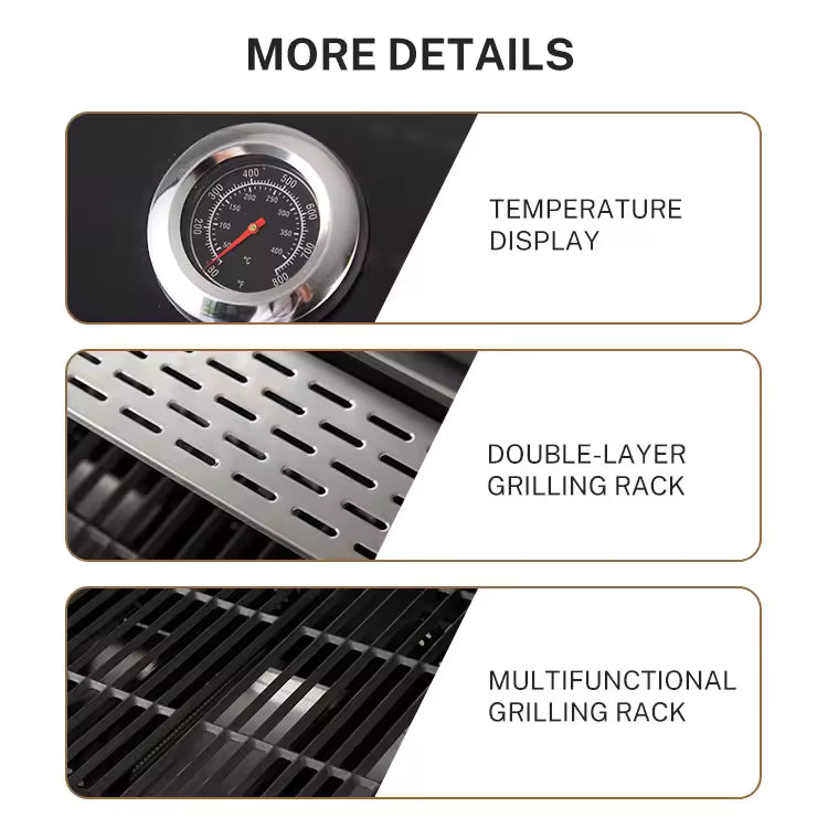 Stainless Steel Gas Barbecue Grill Party Built-in Countertop Barbecue Cast Burning Bbq Grill