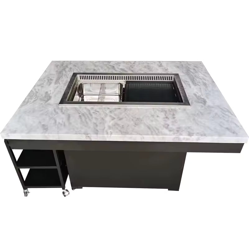Manufacturer Direct Sales Popular All-In-One Table BBQ Grill Hot Pot for Bars Restaurants Smokeless Commercial Design Worldwide