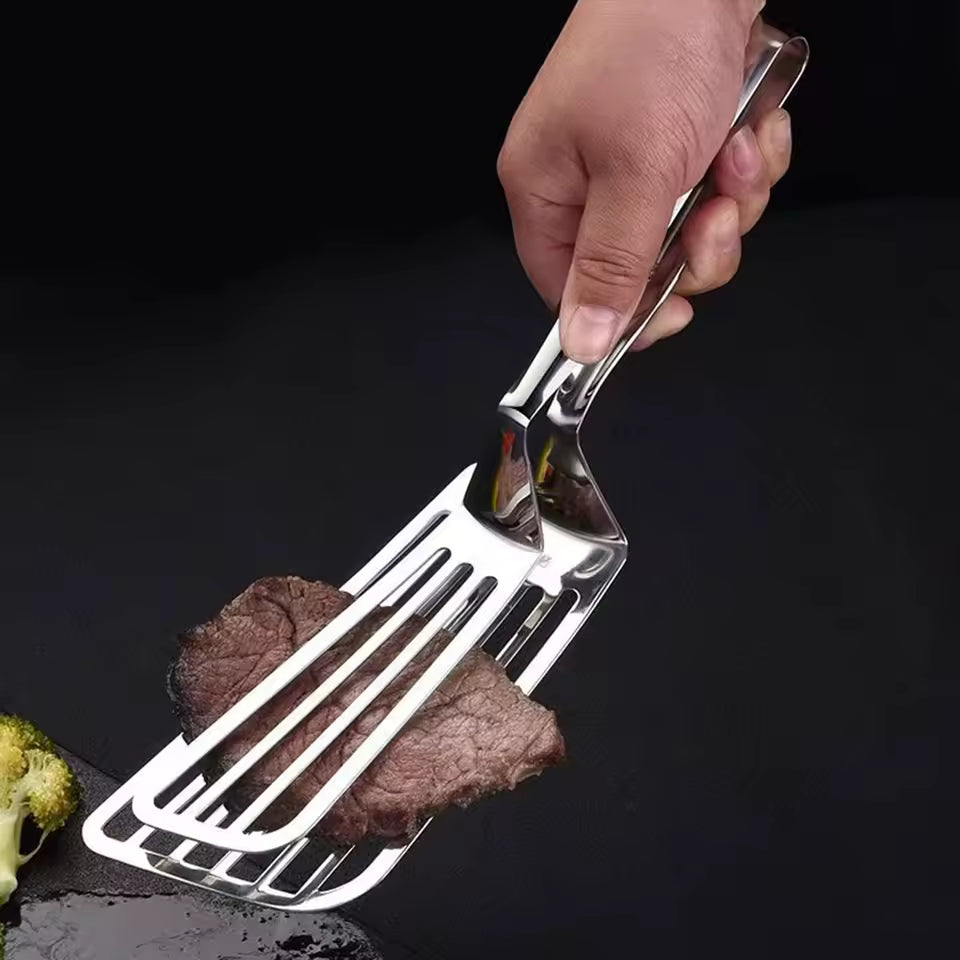 1pc, Multifunctional Stainless Steel Serving Tongs for Buffet, Fish Frying, Bread, Steak, Salad, and Dessert - Kitchen