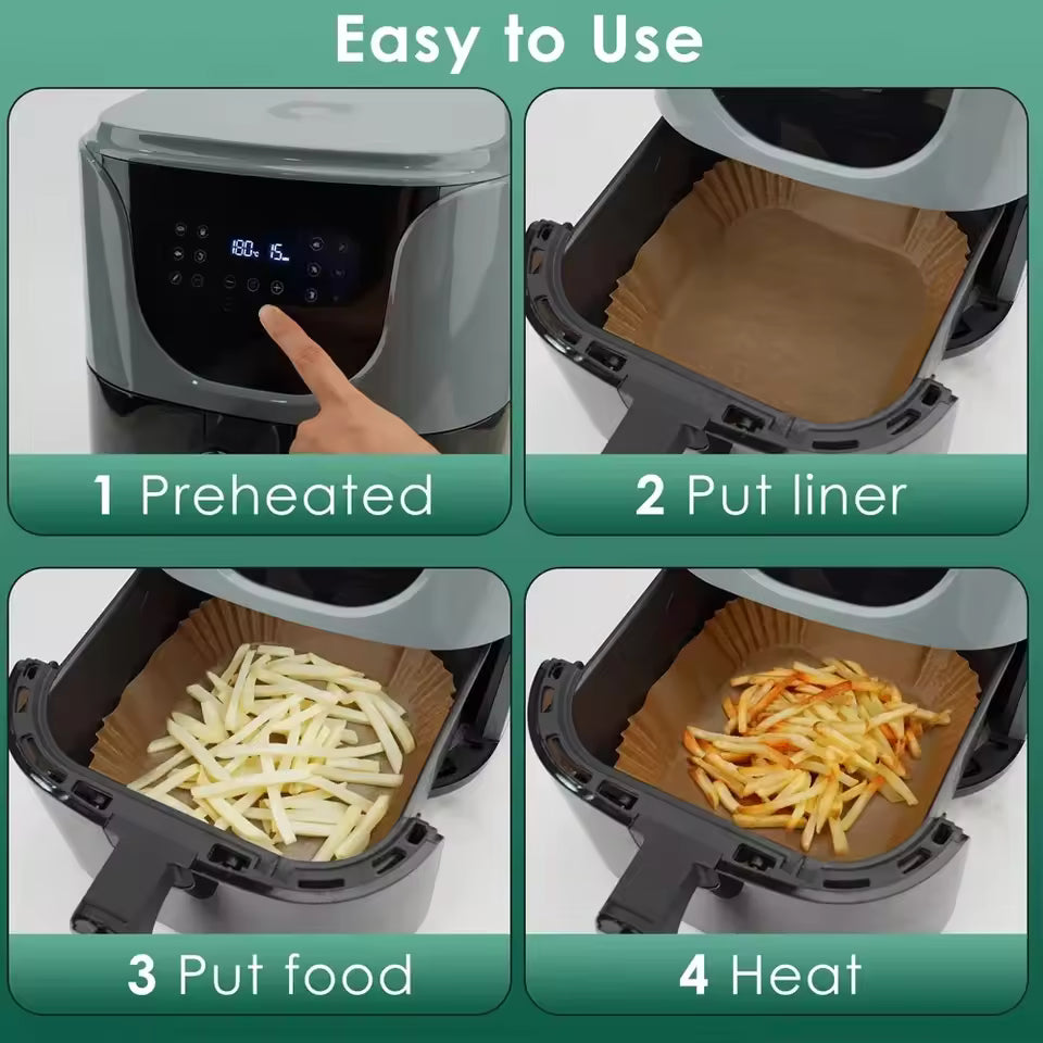 400-50Pcs Air fryer Baking Paper Disposable Non-Stick Oil-proof Parchment Mat for Microwave Cooking Oven Pan Pad Sheet BBQ Roast