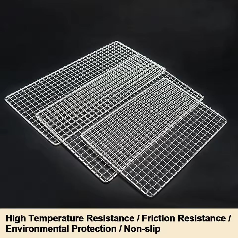 New Iron Wire Grill Racks Reusable Nonstick Grill Net Square Cooking Net Tool