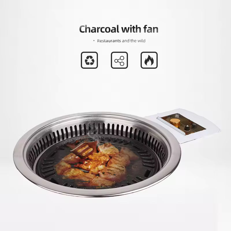 Smokeless Korean Charcoal BBQ Grill Restaurant Baking Ovens Stove Table Barbecue Indoor BBQ Grill