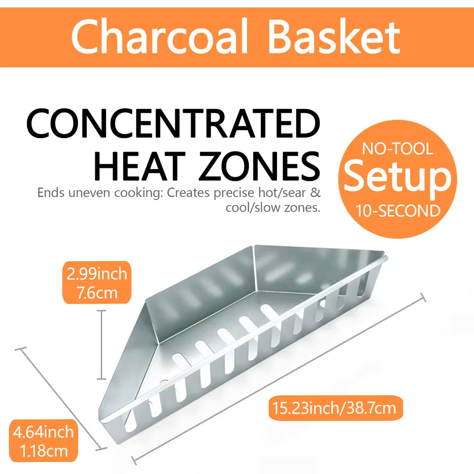 2PCS BBQ Charcoal Basket for Weber Char-Basket Charcoal Holders Compatible with Weber 22 inch Charcoal Container