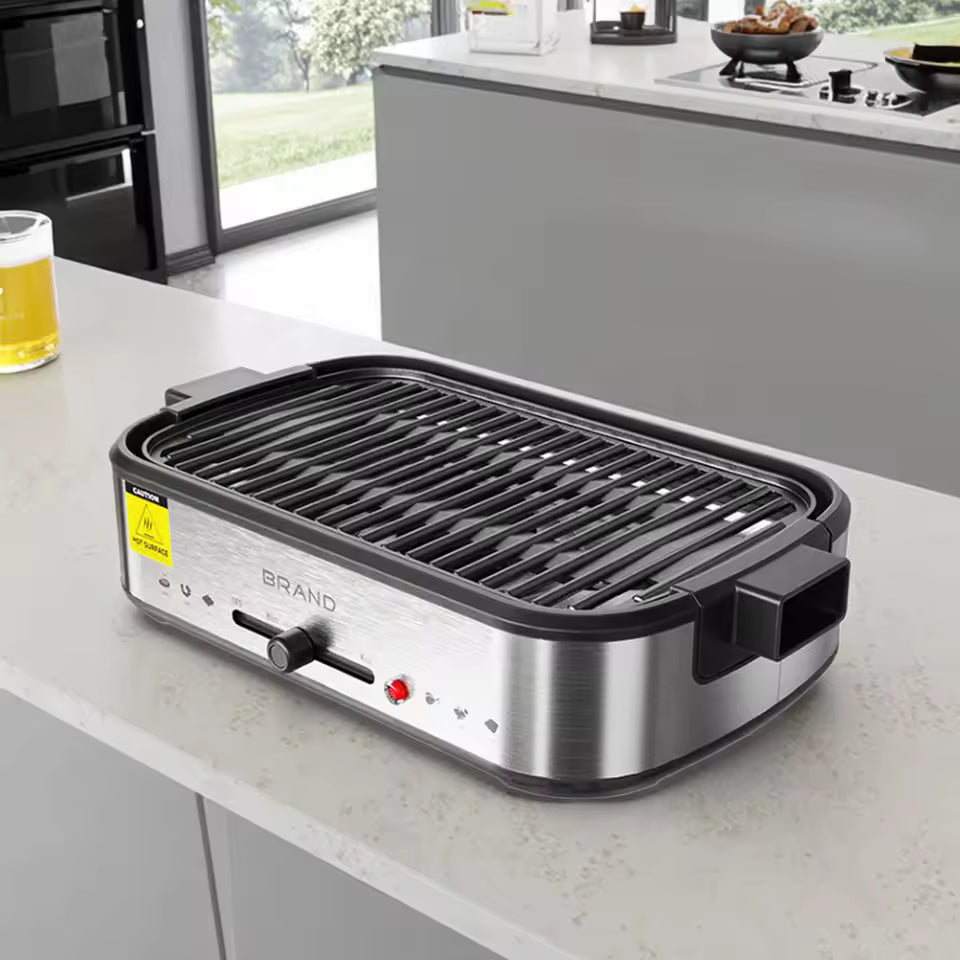 Electric Smokeless Grill Restaurant Quality with Non-Stick Coating and Detachable Plate BBQ Grill Design