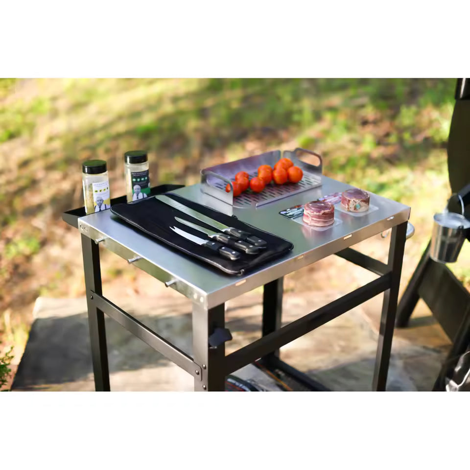 Portable Outdoor Prep Cart Bbq Grill Camping Table Moveable Outdoor Kitchen Bbq Island