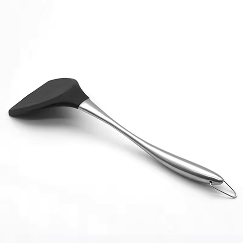 Non-Stick Silicone Spatula Stainless Steel Handle Turner Spatula Beef Meat Pancake Cooking Shovel Heat Resistant Kitchen Scraper