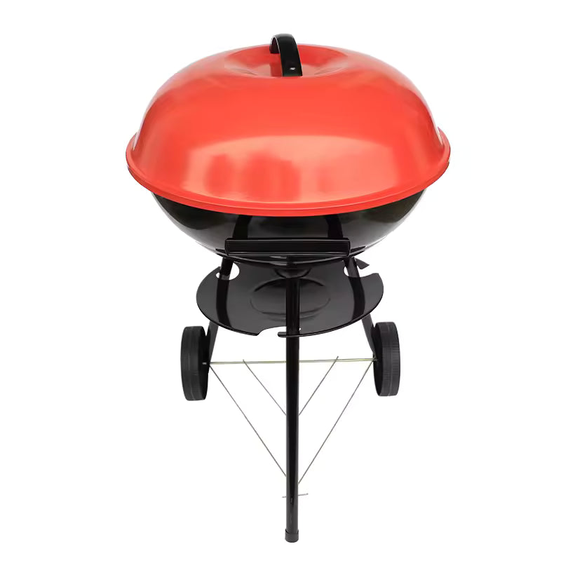 Outdoor BBQ Grill With Red Pot Lid Shaped Barbecue Charcoal Grills